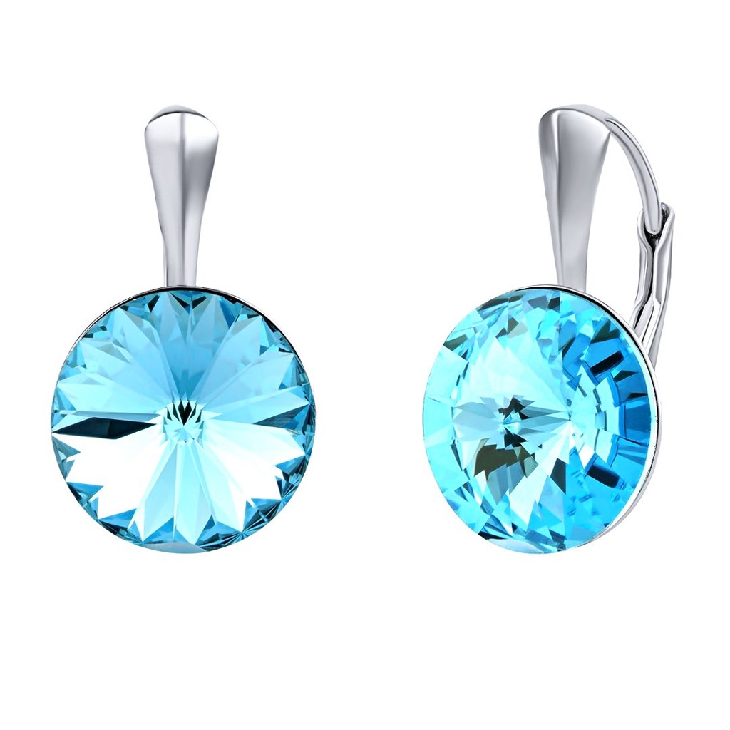 Stříbrné náušnice se Swarovski® Crystals aquamarine 12mm VSW010E