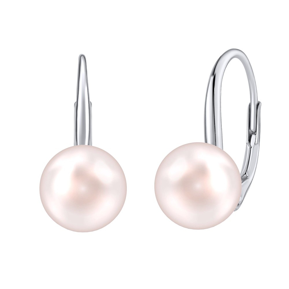 Stříbrné náušnice se světle růžovou perlou Swarovski® Crystals VSW015ELPS
