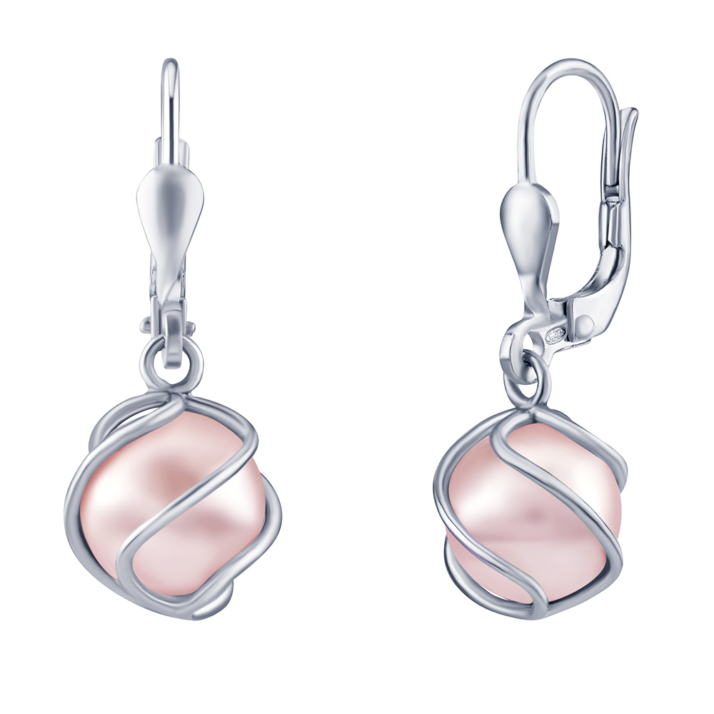 SILVEGO stříbrné náušnice s růžovou Swarovski® Perlou SILVEGOB31644SWP