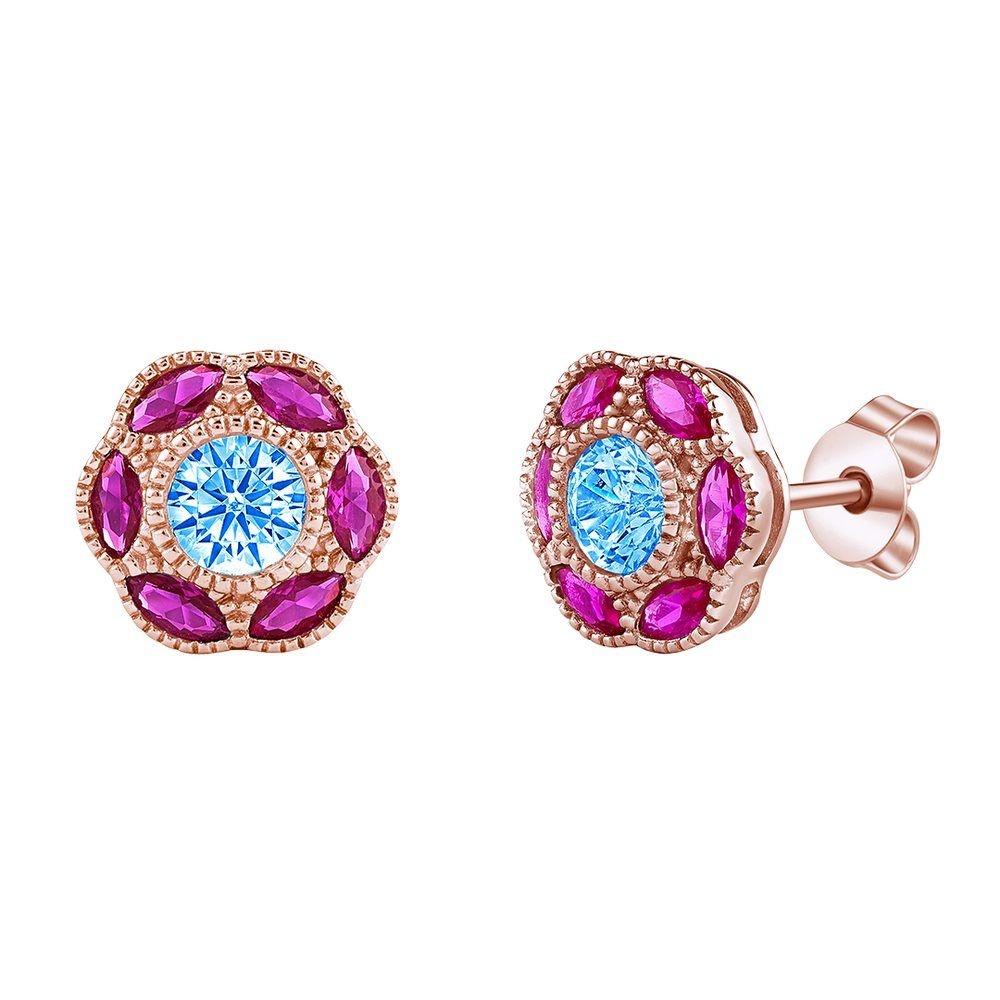 Pozlacené stříbrné náušnice květinky Serena s Brilliance Zirconia MW02791ERG