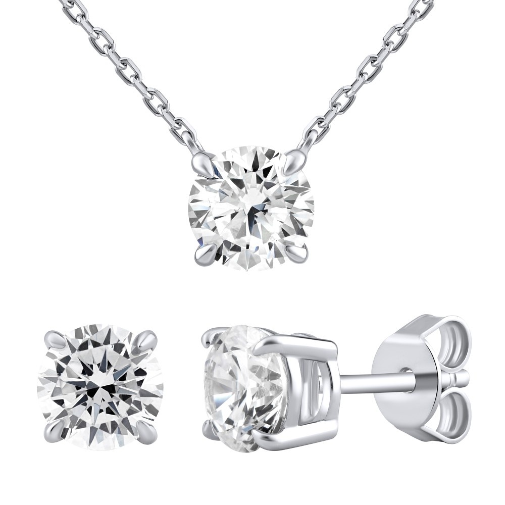 Stříbrný dárkový set se Swarovski® Zirconia 6,5 mm MWS14286