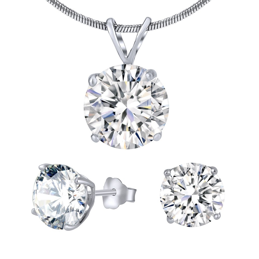 Set stříbrných šperků s čirým křišťálem - náušnice a přívěsek JJJS5RC1