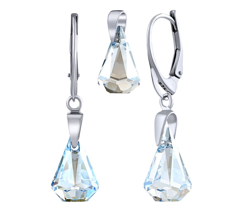 Stříbrná souprava XIRIUS Raindrop 14mm Blue Shade se Swarovski® Crystals LSW178S