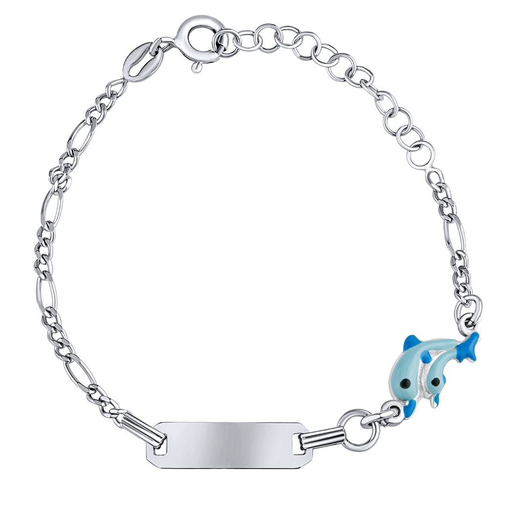 Stříbrný dětský náramek Bacu s delfínky GV04804B2-12 cm