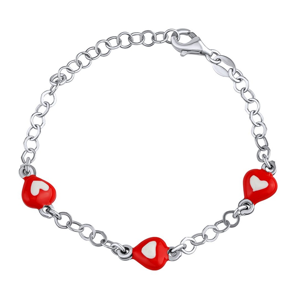 Stříbrný dětský náramek Beckie se srdíčky GV04815B1-12 cm