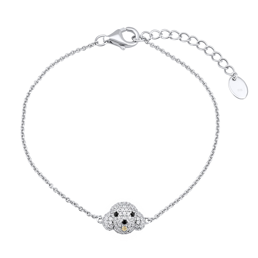Stříbrný náramek na ruku pes Bady s čirými Brilliance Zirconia dámský MW14110B