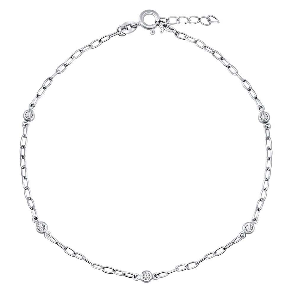 Stříbrný řetízek na nohu Mary s Brilliance Zirconia 23+2,5 cm ZT196751A