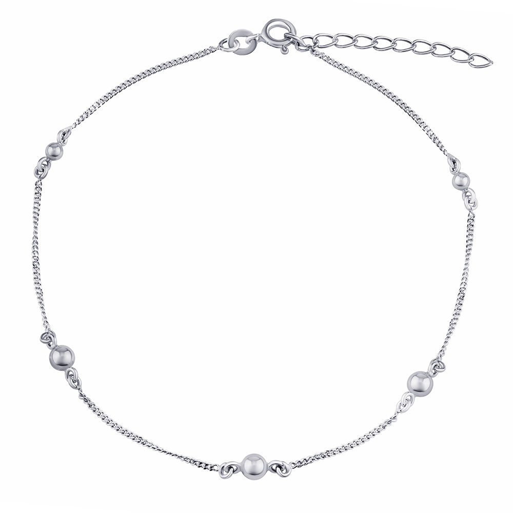 Stříbrný řetízek na nohu Elizabeth s kuličkami 23+3 cm ZT160977A