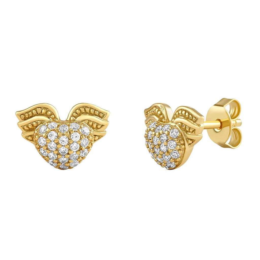Stříbrné/pozlacené náušnice Katty ve tvaru srdce s Brilliance Zirconia MW00325E