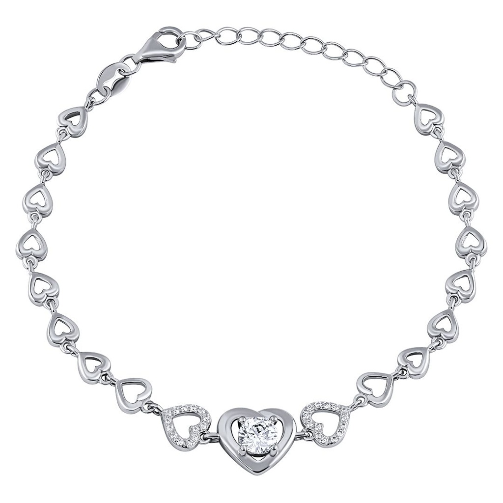 Stříbrný srdíčkový náramek Melissa s čirými Brilliance Zirconia JJJ0680B