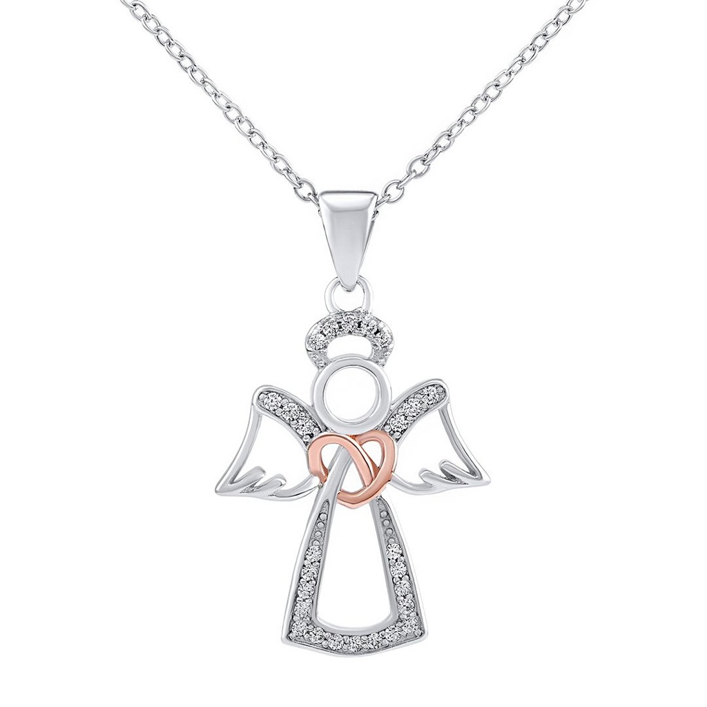 Stříbrný náhrdelník s přívěskem anděl Cassiel s Brilliance Zirconia JJJ0973N