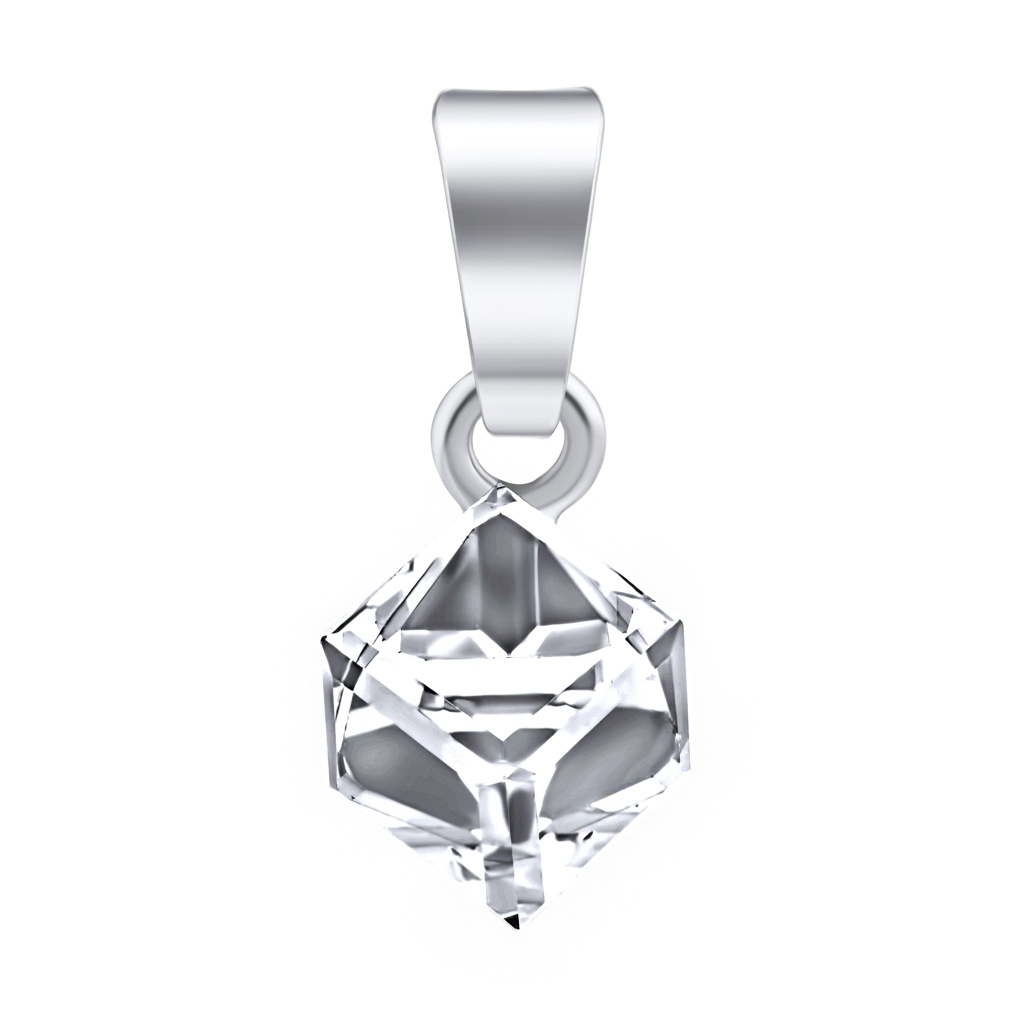 Stříbrný přívěsek kostka se Swarovski® Crystals 6 mm Crystal CAL VSW4841P6C