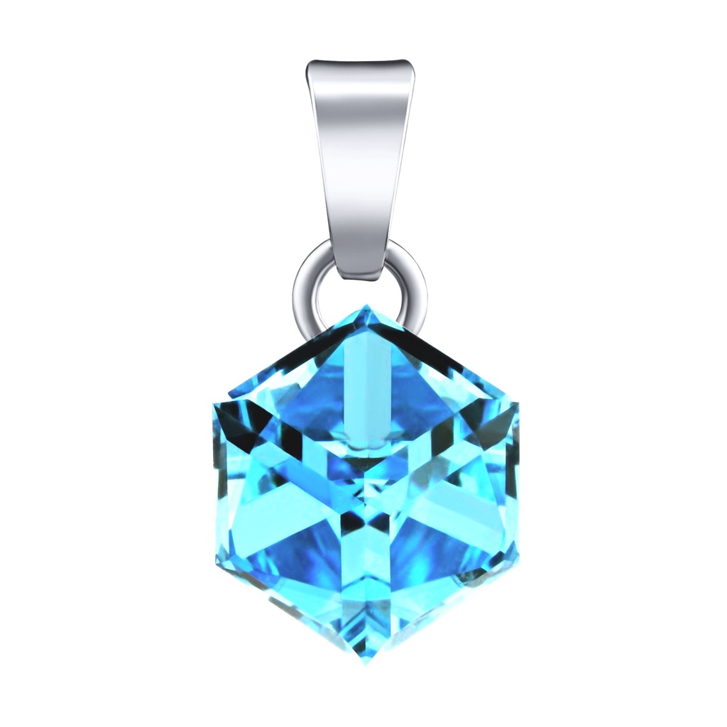 Stříbrný přívěsek kostka se Swarovski® Crystals Aquamarine VSW4841P8AQ