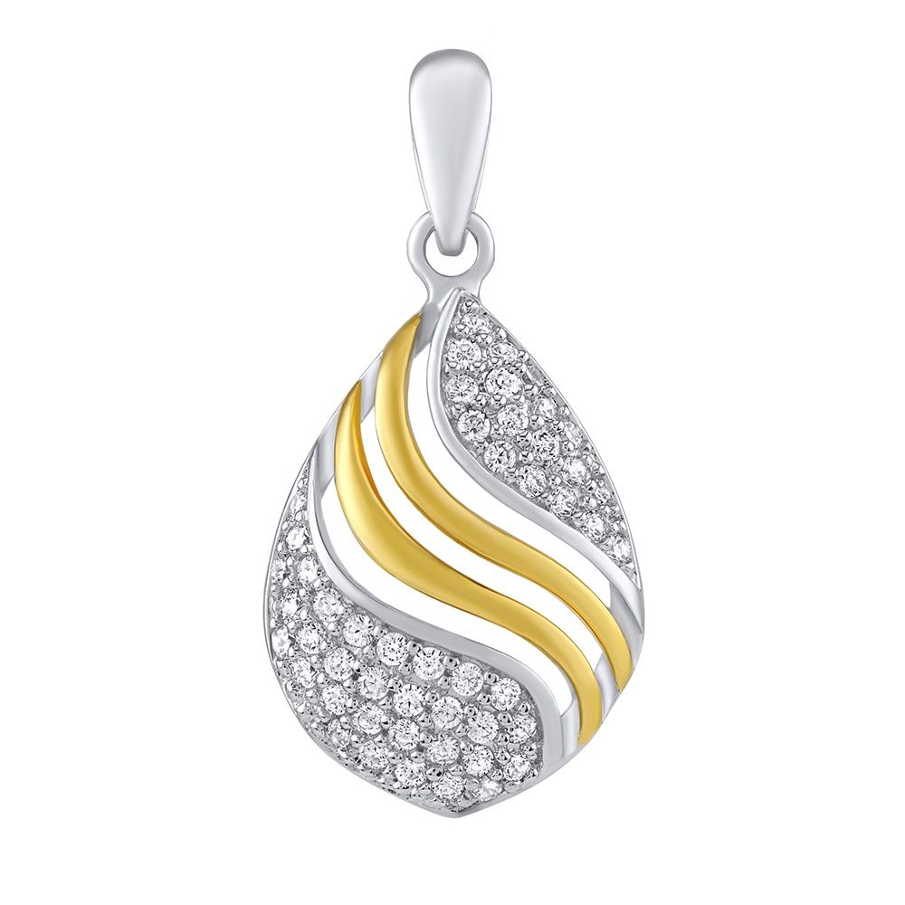 Stříbrný přívěsek kapka Donna s čirými Brilliance Zirconia částečně pozlacený FWP14217
