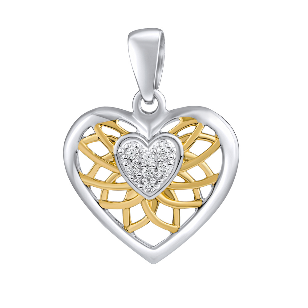 Stříbrný / pozlacený přívěsek srdce Leanne s čirými Brilliance Zirconia FW14748PWG