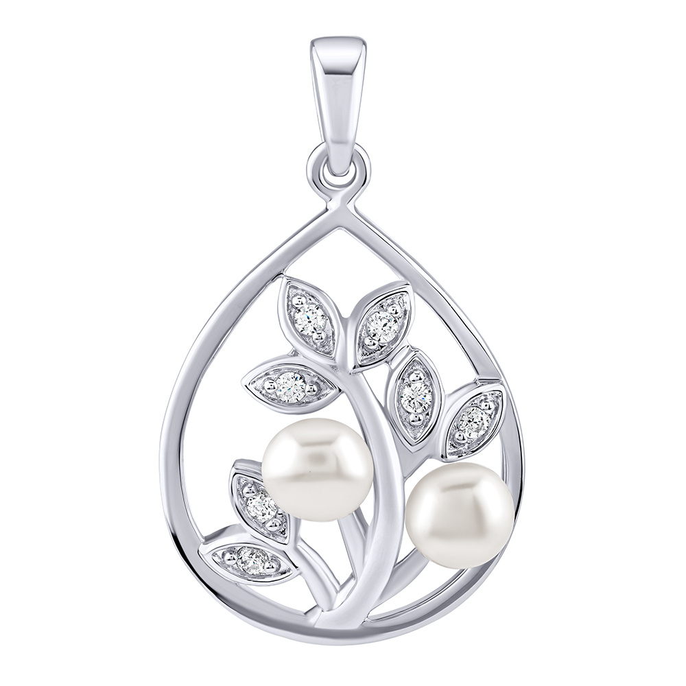 Stříbrný přívěsek Arania s bílými pravými přírodními perlami a Brilliance Zirconia FWP15135W