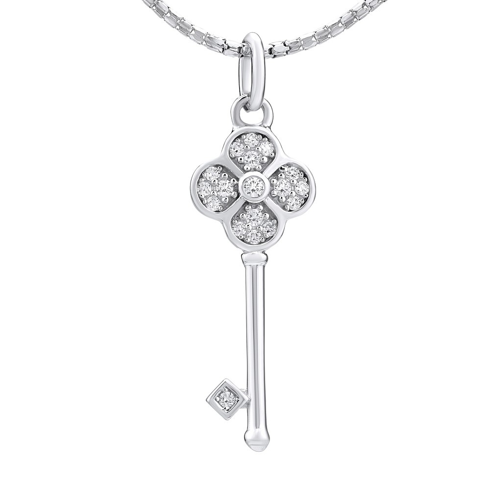 Stříbrný přívěsek KLÍČ se Swarovski® Zirkony MWP13714S