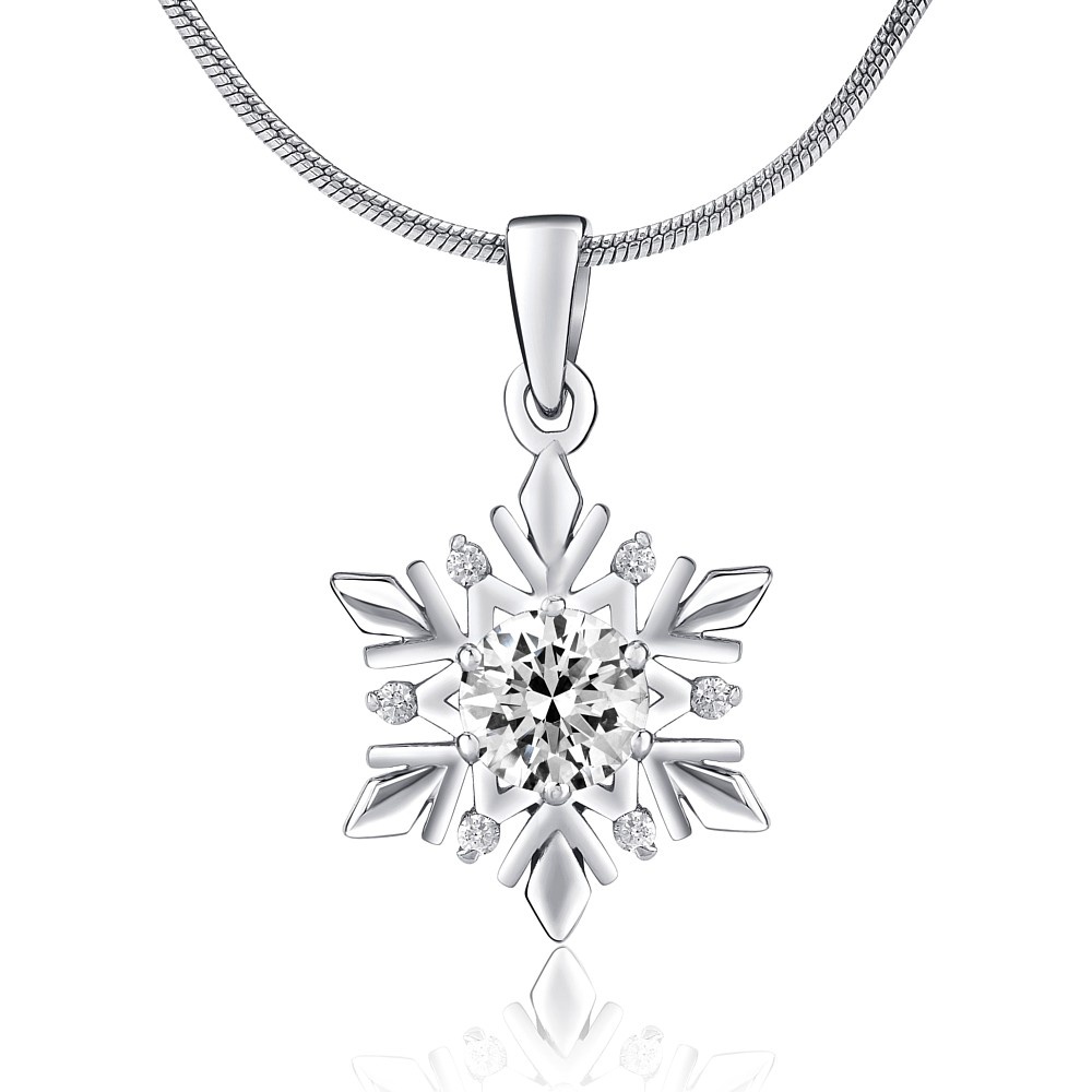 Stříbrný přívěsek sněhová vločka se Swarovski® Zirconia JJJP0811