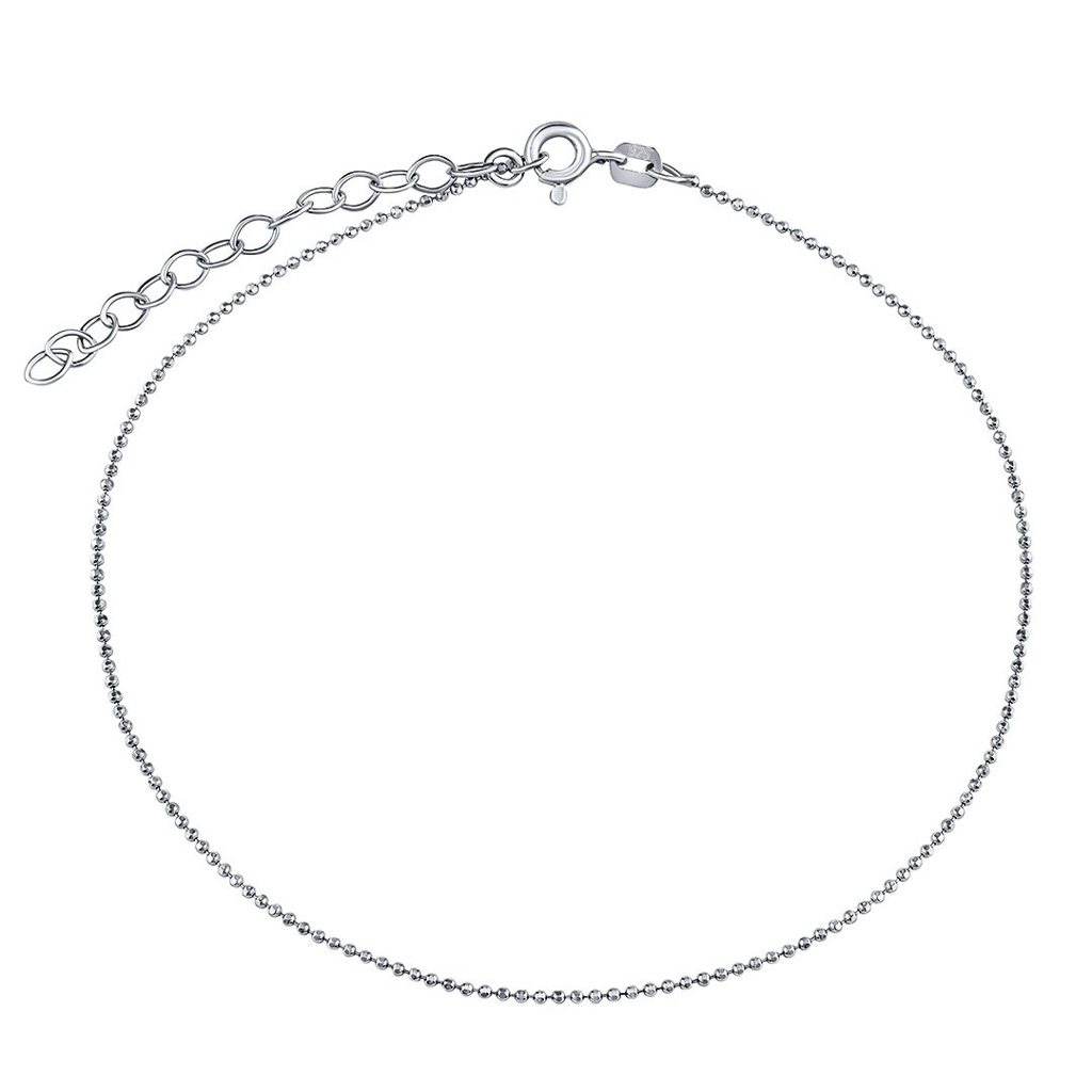 Stříbrný kuličkový řetízek na nohu diamond cut 1 mm TTBMBKD380A-22 cm