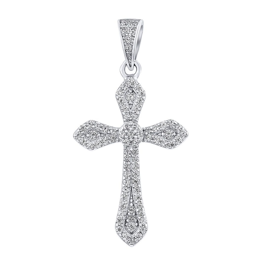 Stříbrný přívěsek křížek Arzal s čirými Brilliance Zirconia MW3075P