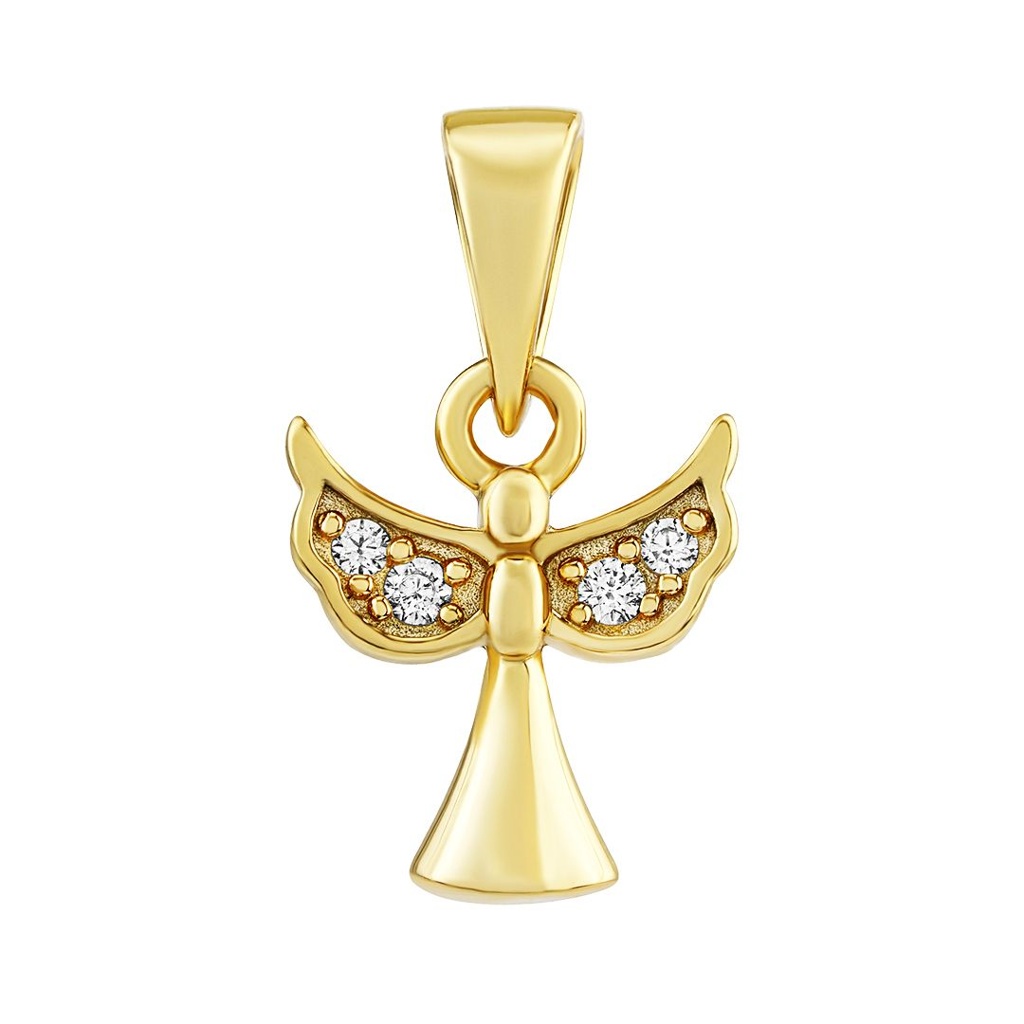 Stříbrný - pozlacený přívěsek anděl Janiel s čirými Brilliance Zirconia MW01335PGP