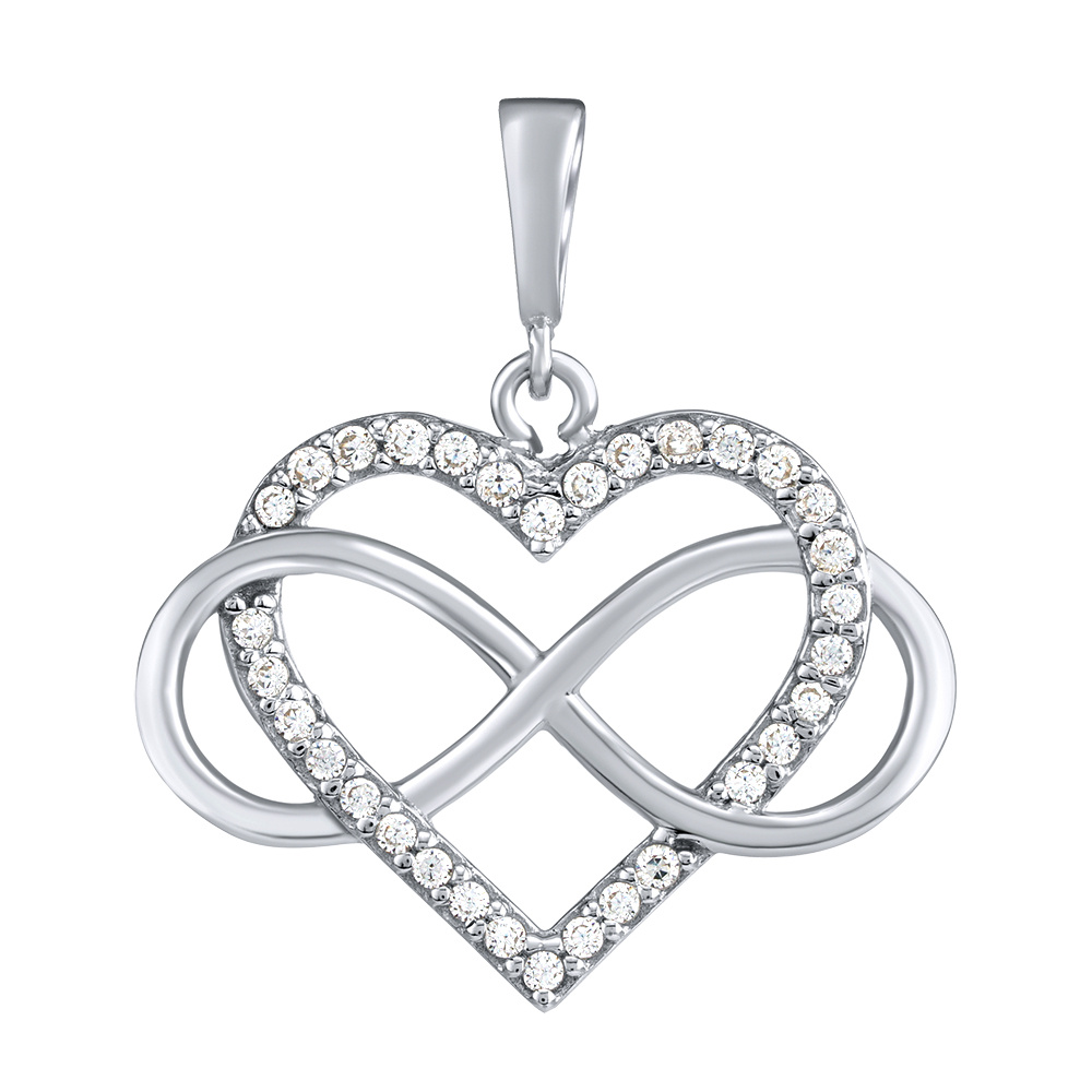 Přívěsek srdce s infinity Jade z bílého zlata a Brilliance Zirconia PRGPK0068PGW