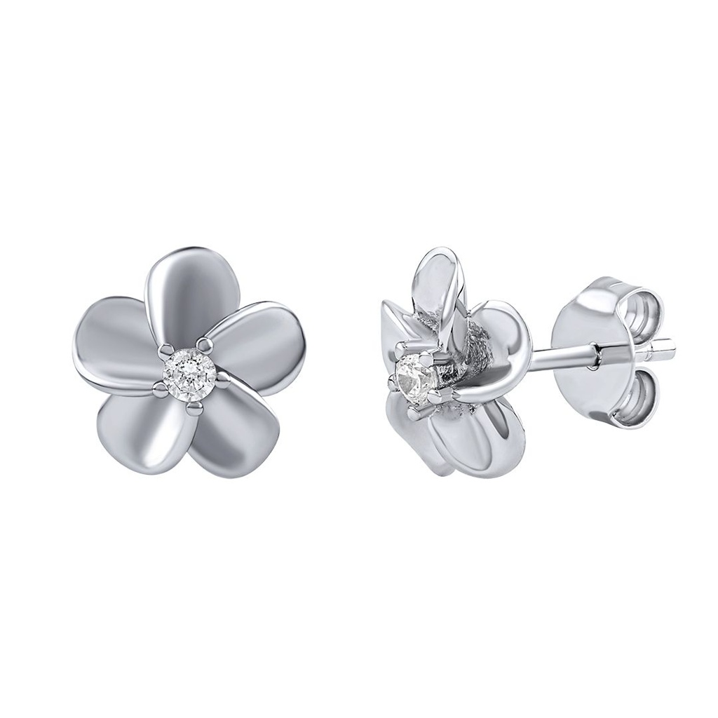 Stříbrné náušnice Deuce květinky s čirými Brilliance Zirconia DCC1607039EW