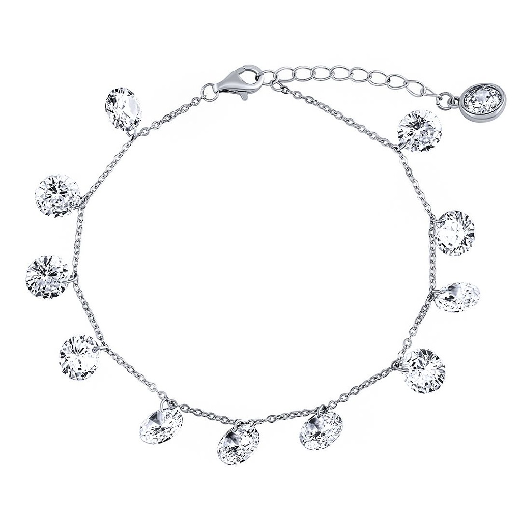 Stříbrný náramek Camara s čirými Brilliance Zirconia - 17+3 cm DCC065BW