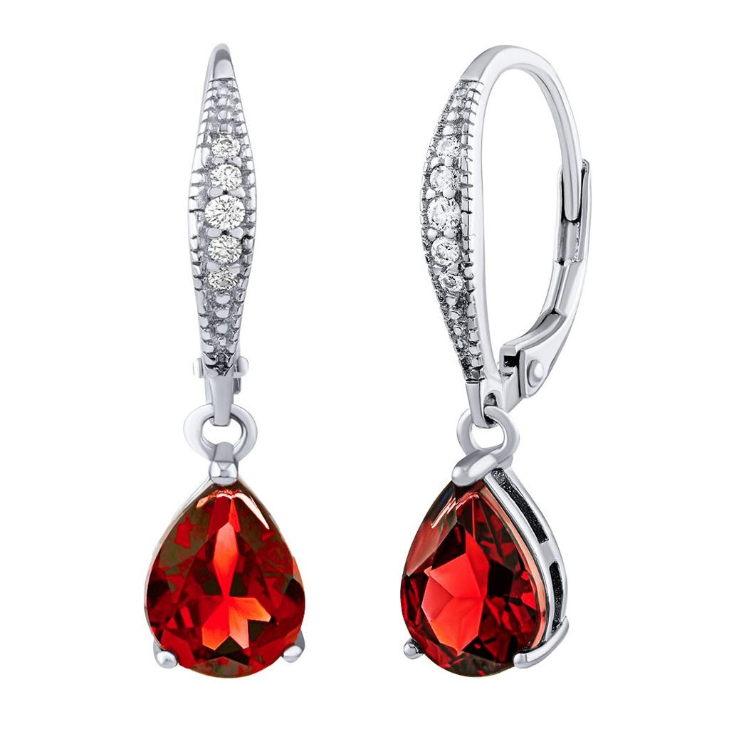 Stříbrné náušnice June s přírodním granátem a Brillinace zirconia JJJS0591EGA