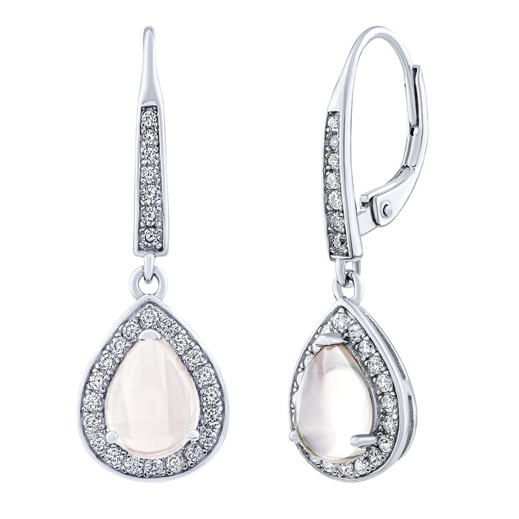 Stříbrné náušnice BRISA s pravým Růženínem a Brilliance Zirconia JJJ1141ERO