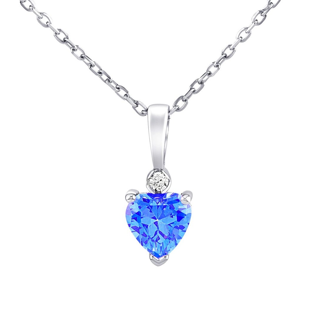 Stříbrný náhrdelník srdce Aris se světle modrým Brilliance Zirconia PRGPHP0001NLB