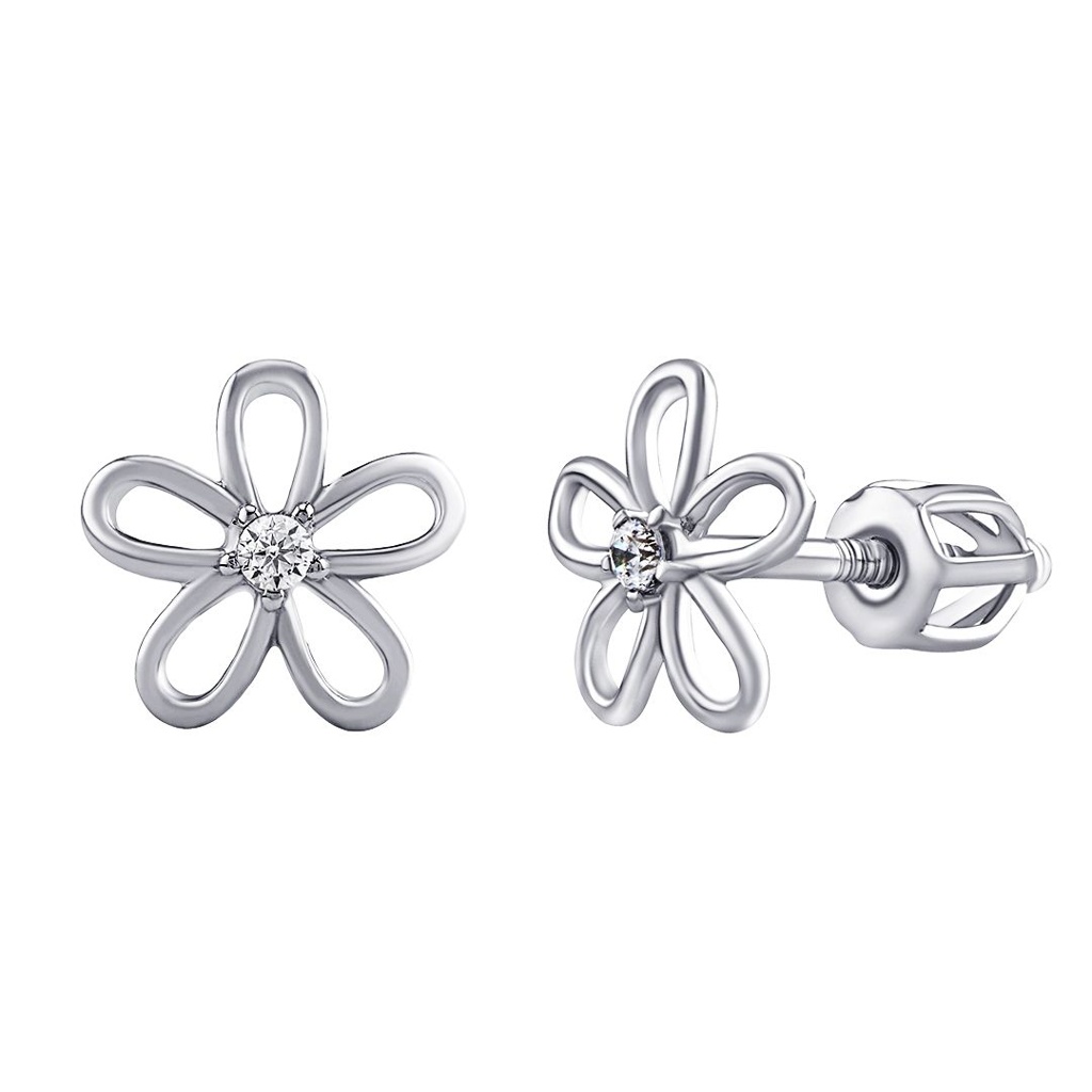 Stříbrné náušnice - květ s čirým Brilliance Zirconia SILVEGOB31857ESBDW