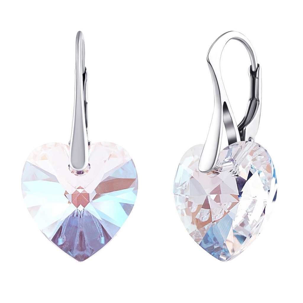 Stříbrné náušnice srdce 14mm se Swarovski® Crystals LSW6228E14CS