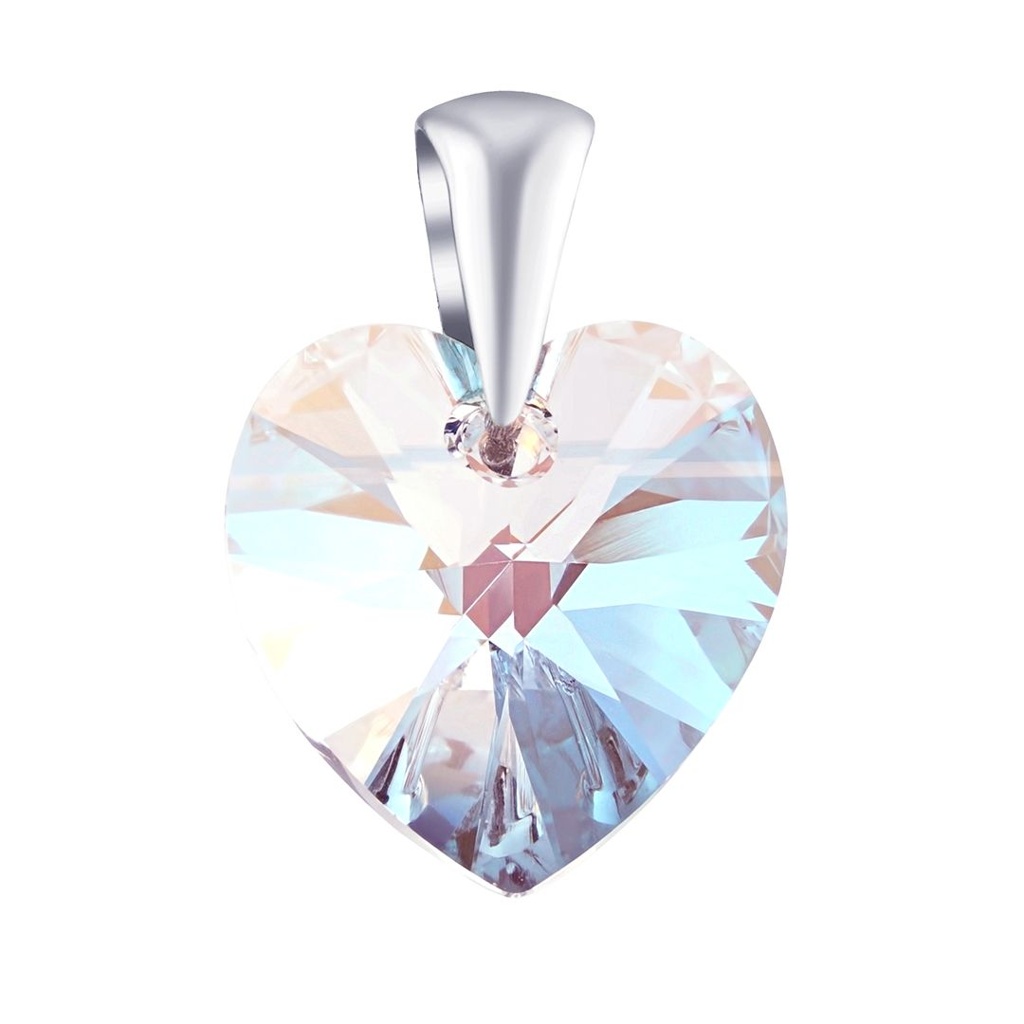 Stříbrný přívěsek srdce 14mm se Swarovski® Crystals LSW6228P14CS