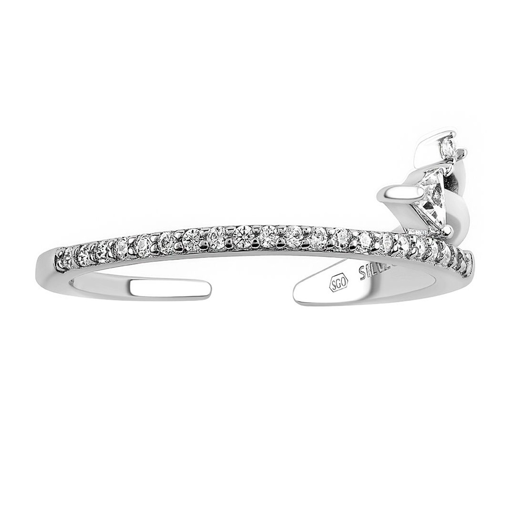 Otevřený stříbrný prsten Lilly s Brilliance Zirconia MSS176RW