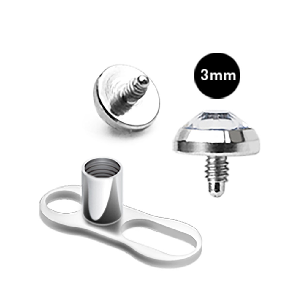 Microdermal base -titanová kotva+ocelová ozdobná část