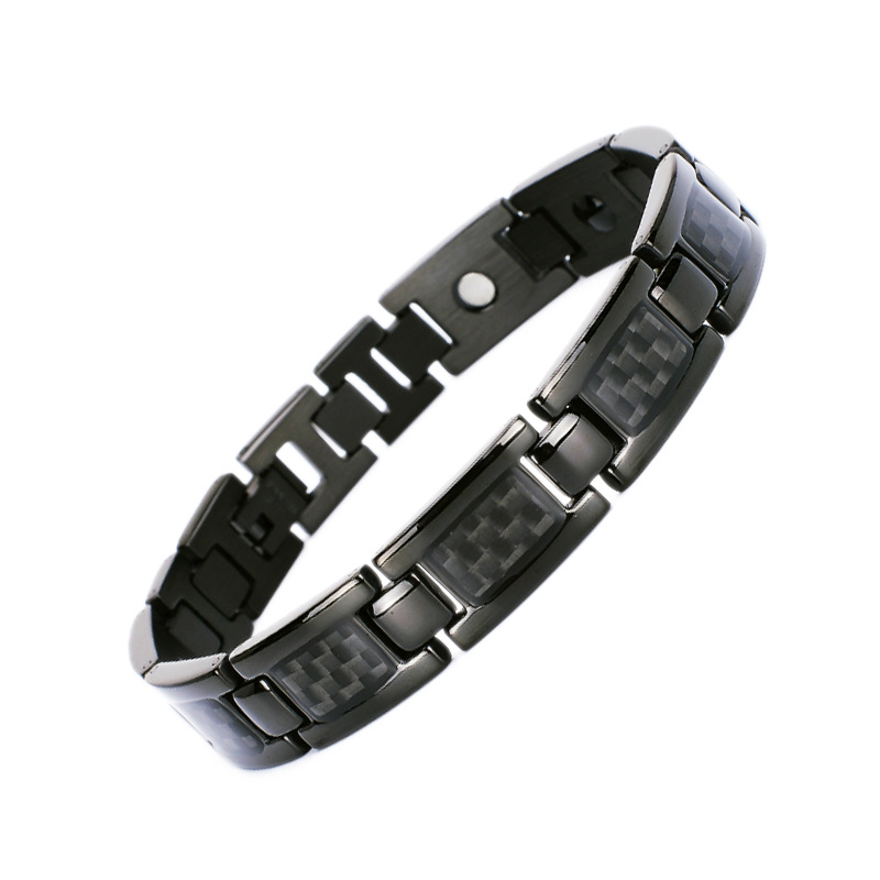 Magnetický náramek z chirurgické oceli Black s Carbonem