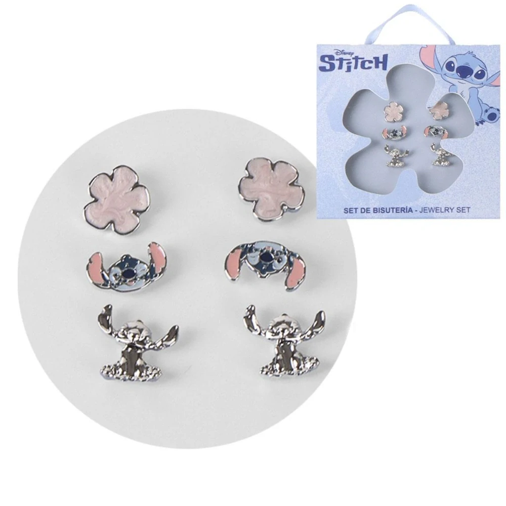 Dětská sada náušnic Disney Stitch – 3 páry peckových náušnic