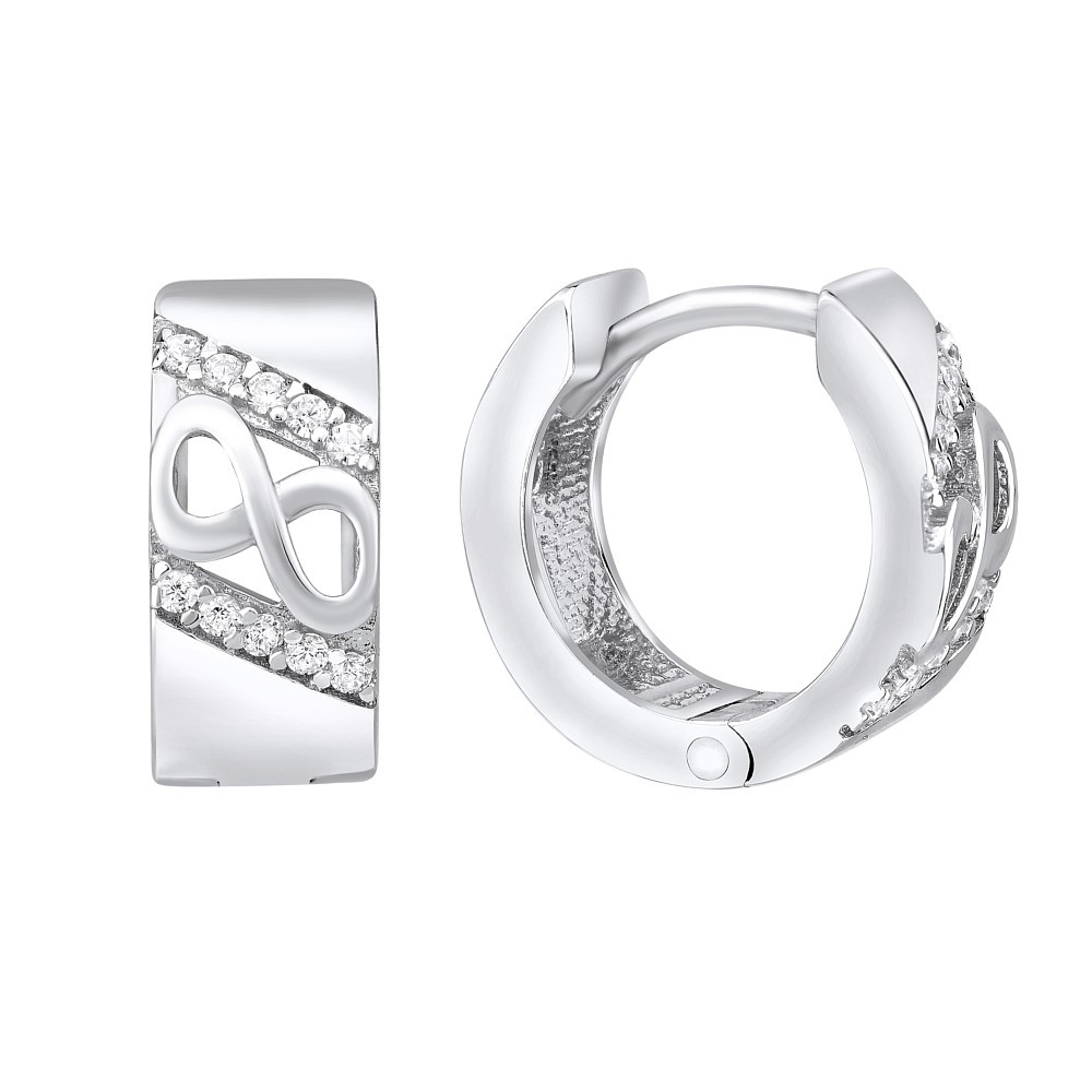 Stříbrné náušnice kruhy INFINITY se zirkony