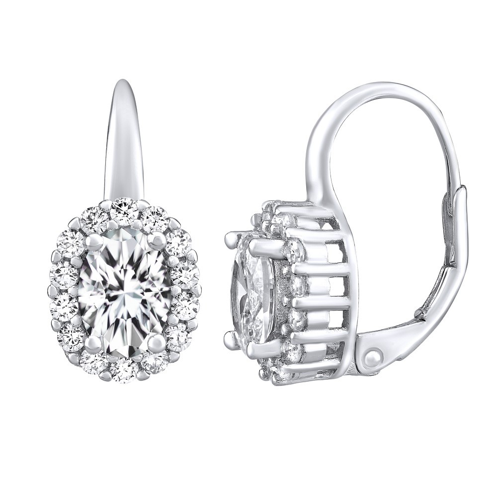 Stříbrné náušnice SHARON oválné se zirkony