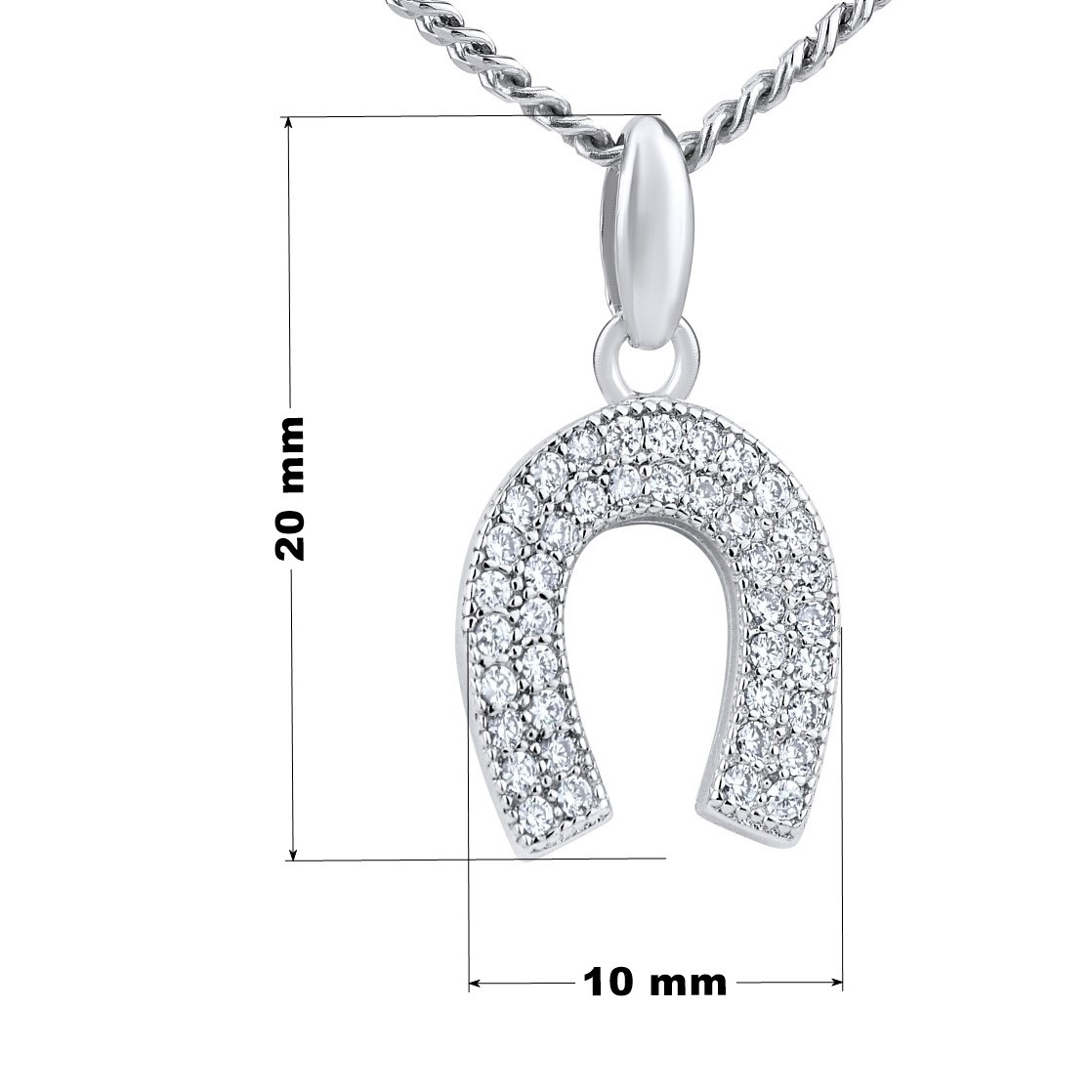 Stříbrný přívěsek PODKOVA se zirkony