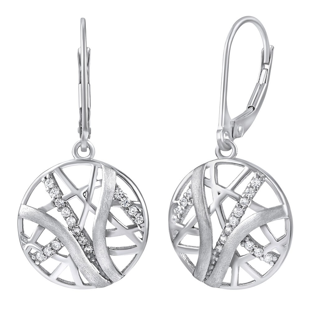 Stříbrné náušnice MAGNOLIA dekorované zirkony