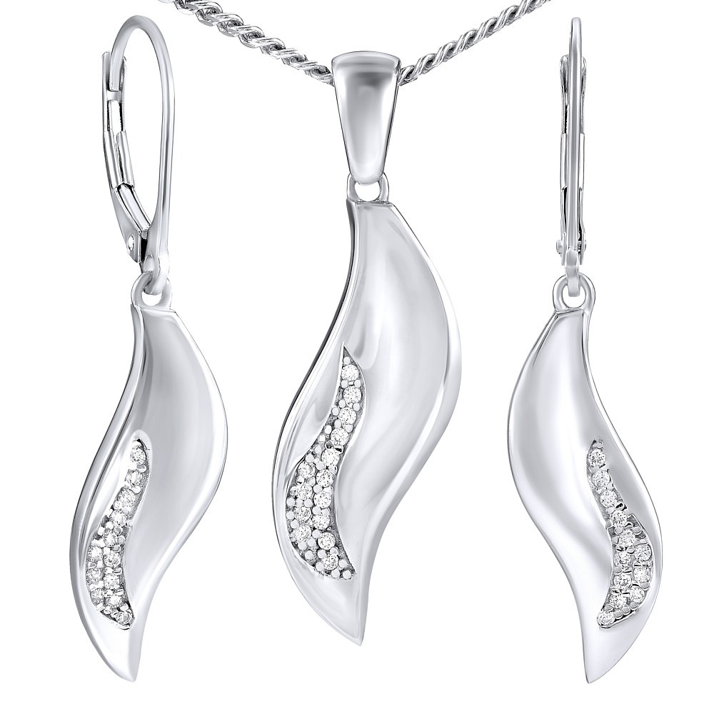 Stříbrný set šperků FLORENCE - náušnice a přívěsek