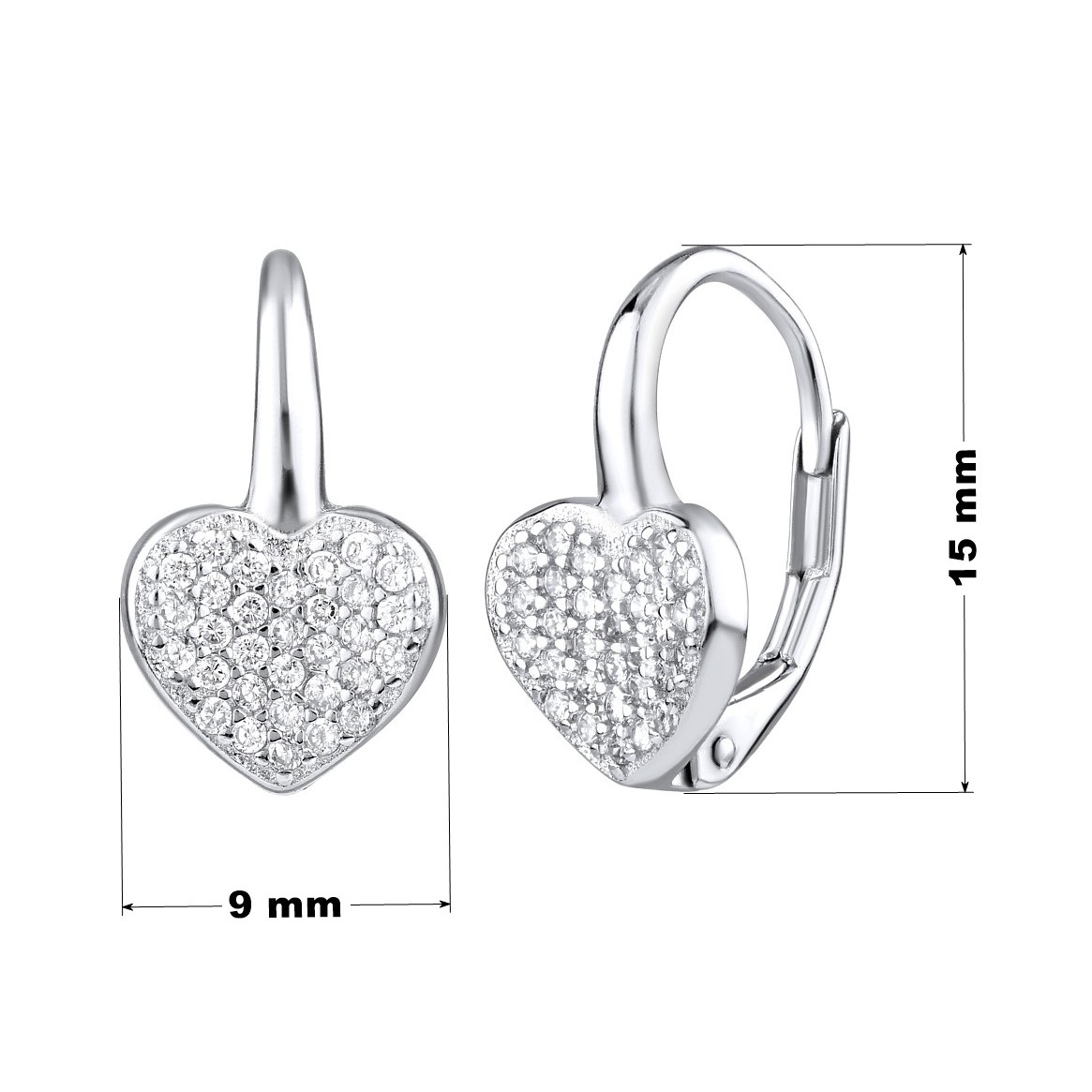 Stříbrné náušnice ve tvaru srdíček