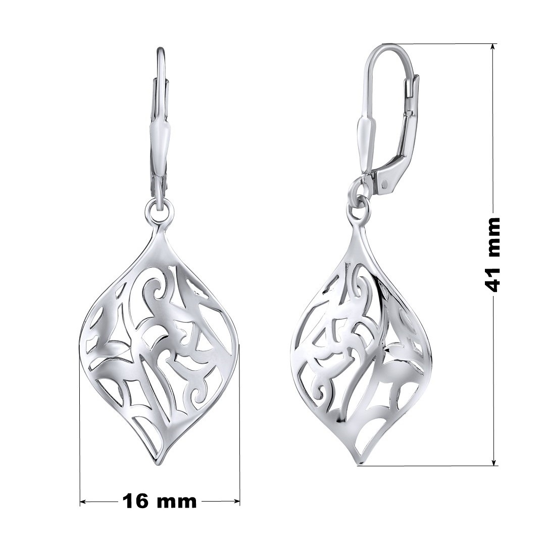 Stříbrné náušnice listy zdobené filigránem