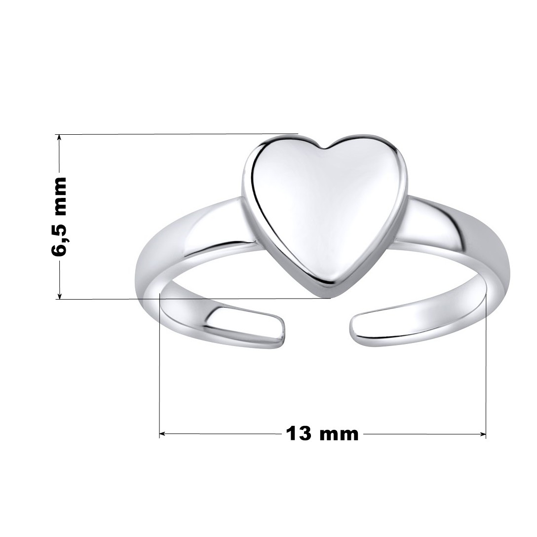 Stříbrný prsten na nohu srdce