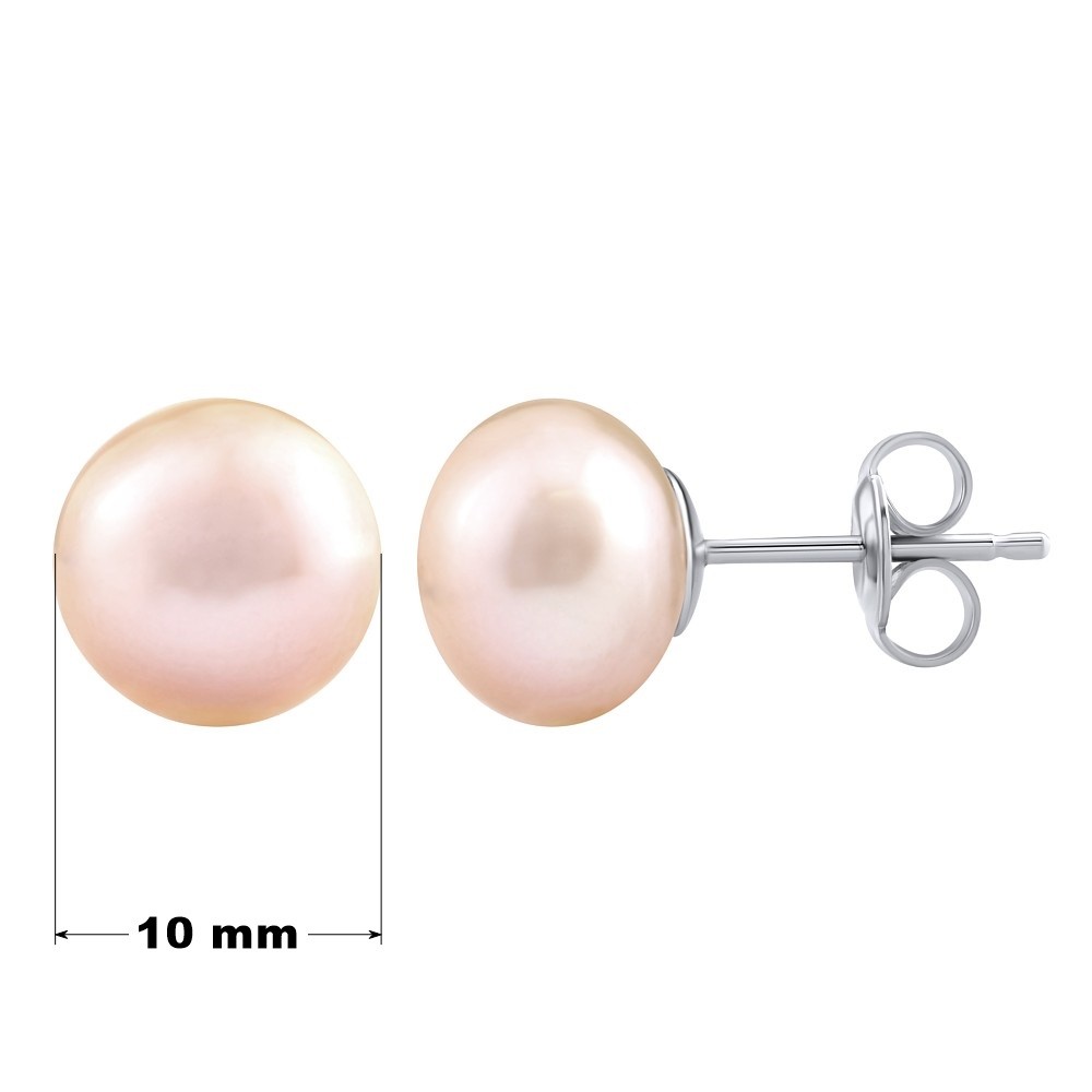 Stříbrné náušnice s růžovou přírodní perlou 10 mm