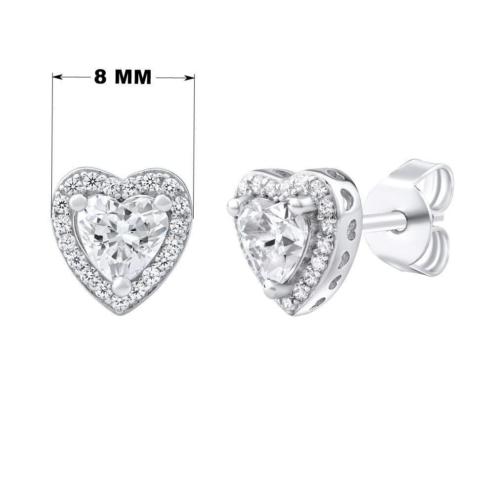 SILVEGO stříbrné náušnice srdce se Swarovski® Zirconia
