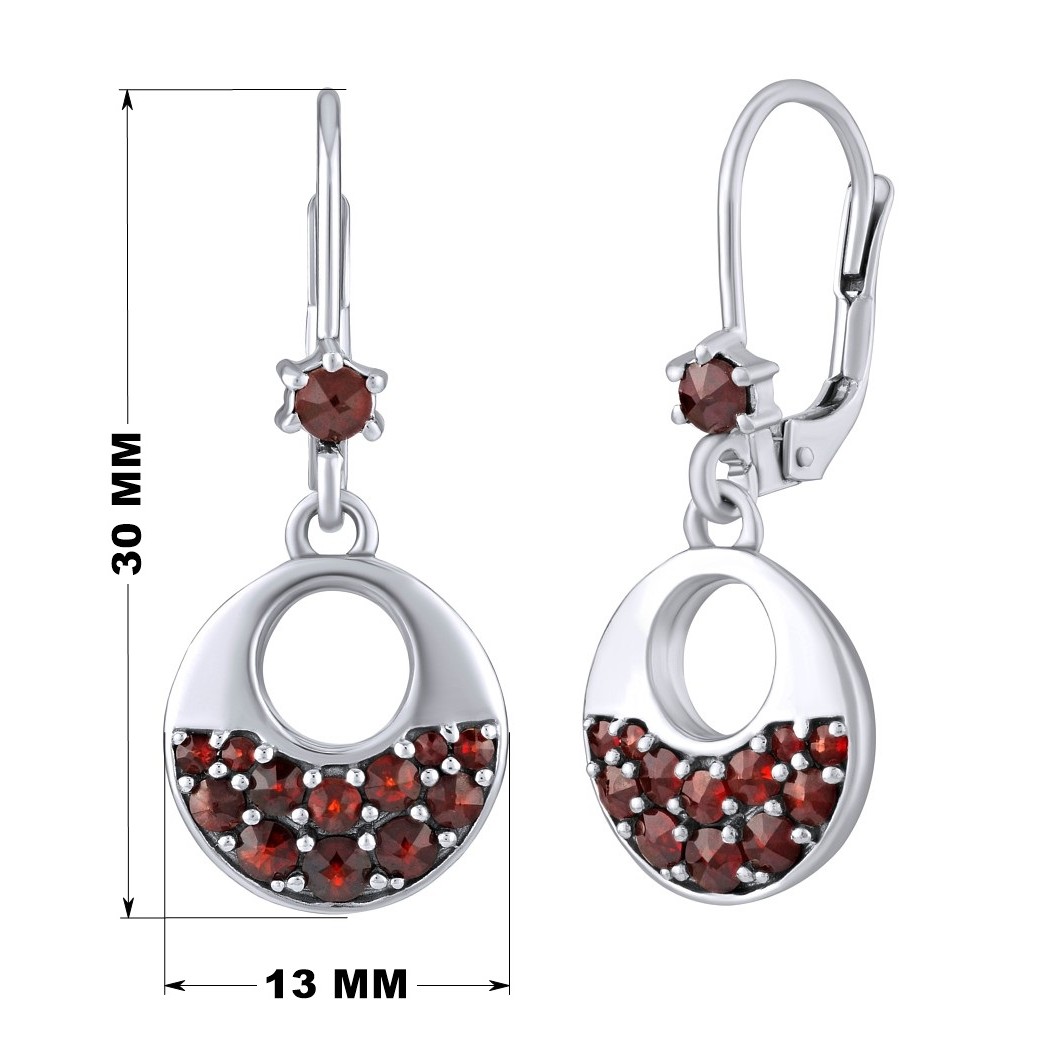 Stříbrné náušnice s pravými granáty