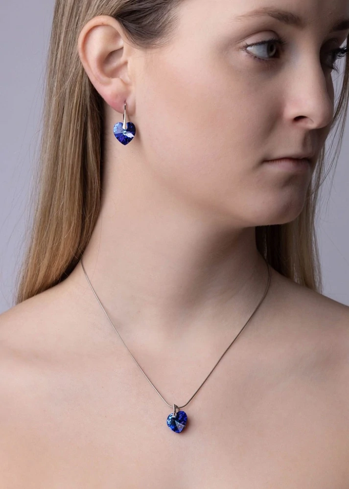 Stříbrný set SRDCE 14mm vyroben s CRYSTALLIZED™ – Swarovski Elements - Bermuda B